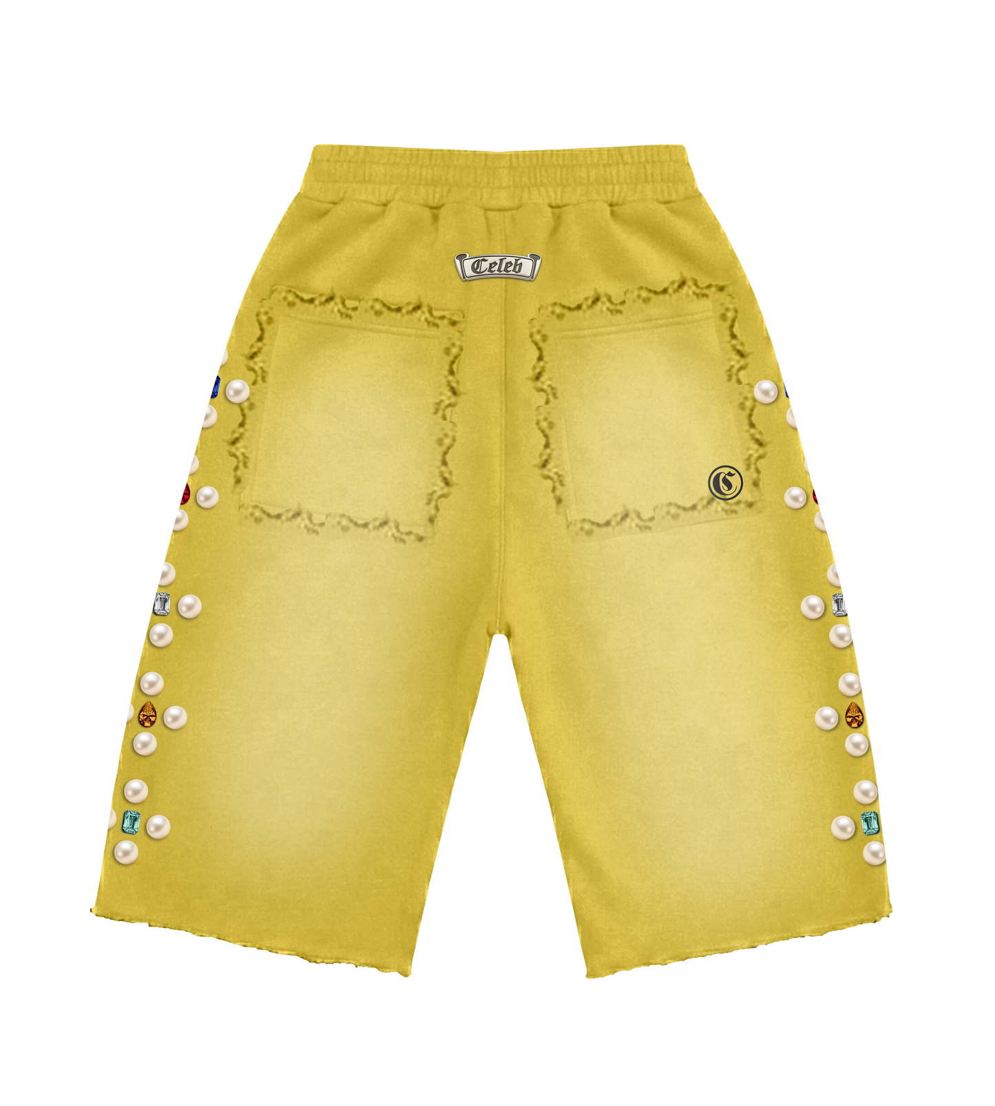 Celeb " Yellow FOREVER " distressed short set