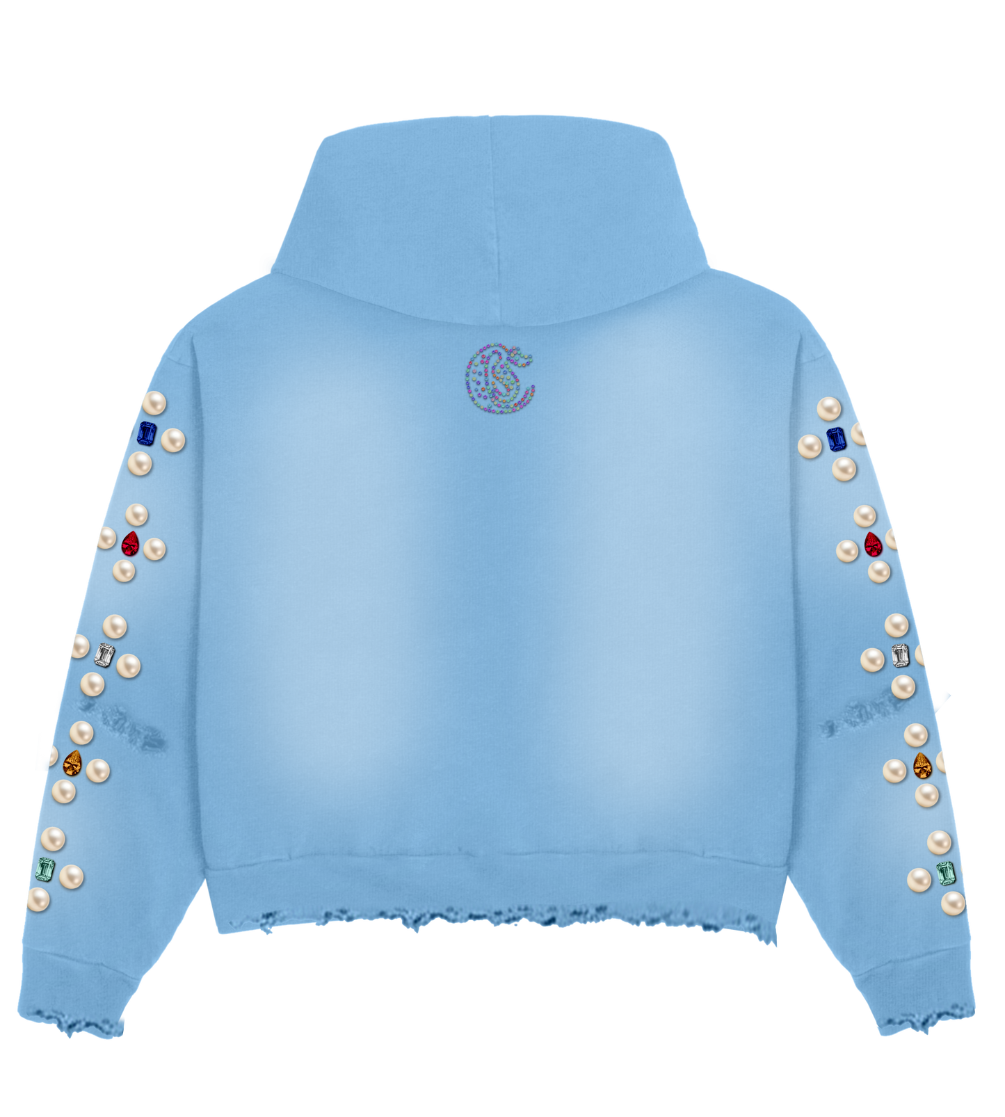 Celeb " Baby blue FOREVER " distressed short set