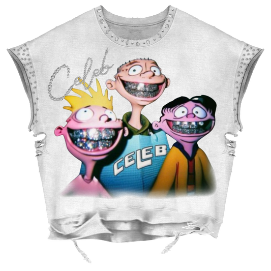 Celeb " SPECIAL ED " Half Sleeve Tee ( Pearl & rhinestone )