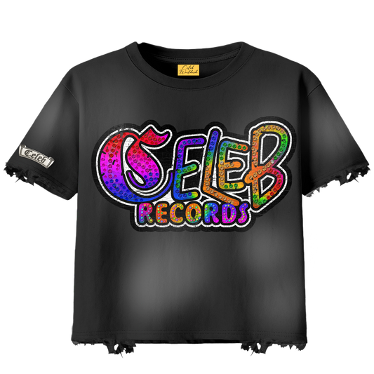 BLACK " CELEB RECORDS " T SHIRT