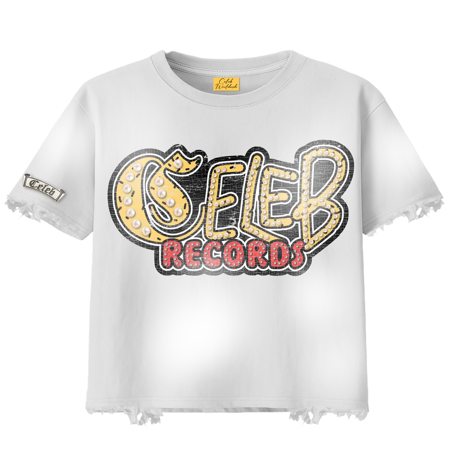 WHITE " CELEB RECORDS " TEE