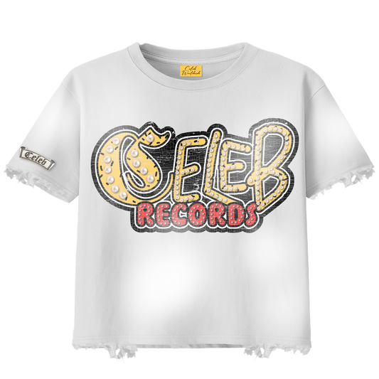 WHITE " CELEB RECORDS " TEE