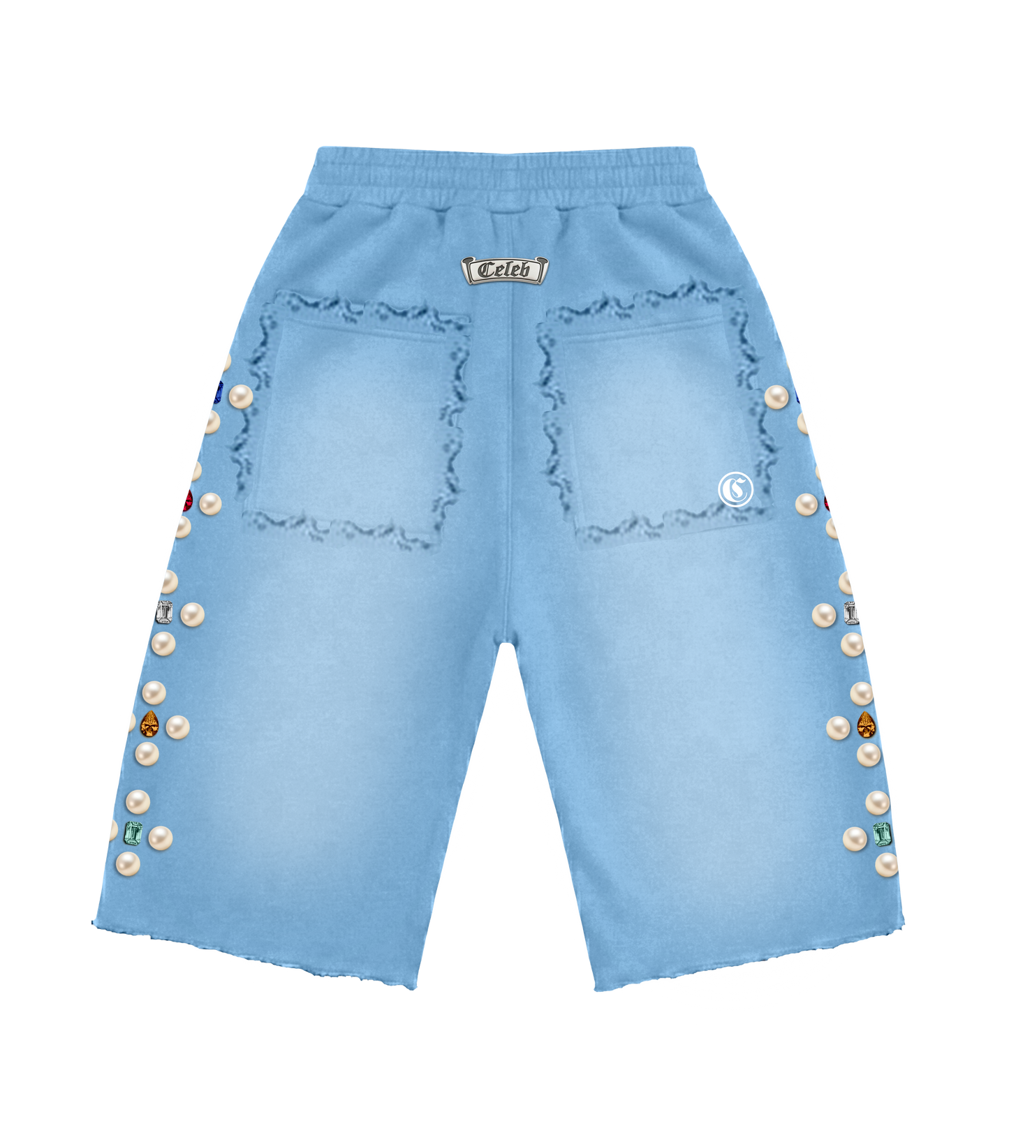 Celeb " Baby blue FOREVER " distressed short set