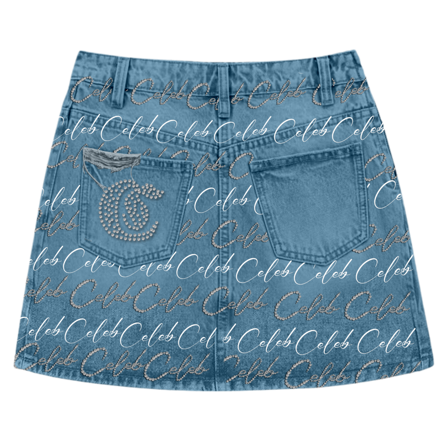 Celeb " VVS " Denim Women skirts ( Pearl & rhinestone )