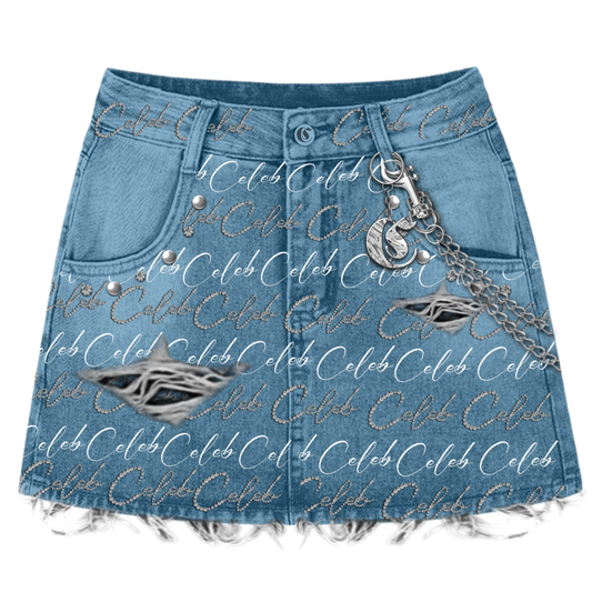 Celeb " VVS " Denim Women skirts ( Pearl & rhinestone )